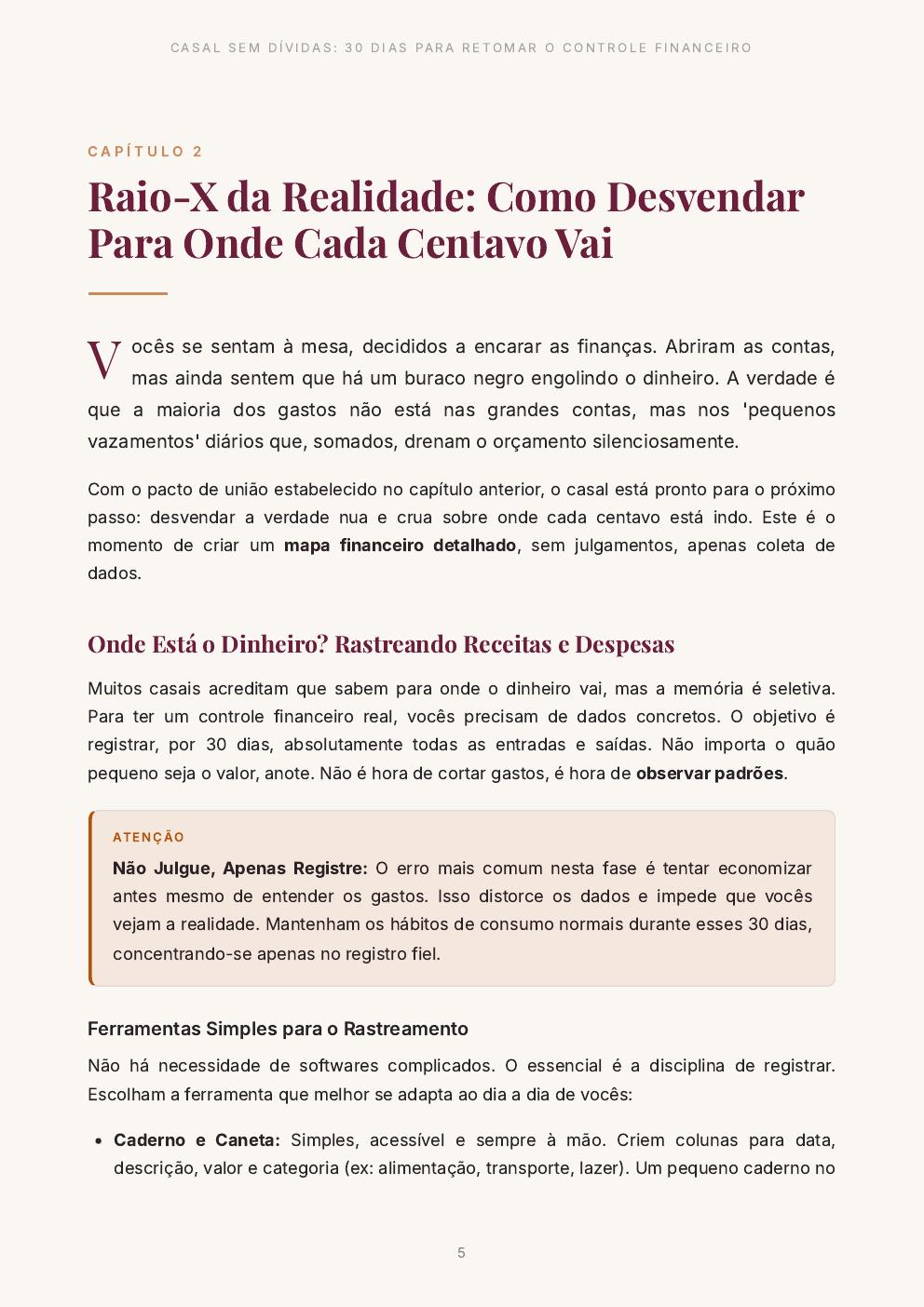 Página sobre raio-X financeiro